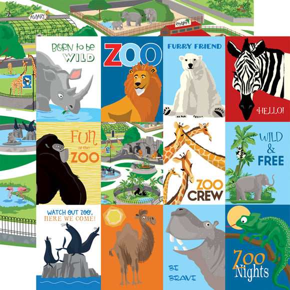 Carta Bella - Zoo Adventure 12x12 Cardstock - 3x4 Journaling Cards
