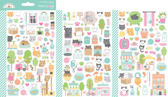 Doodlebug Design - Pretty Kitty - Mini Icons Stickers