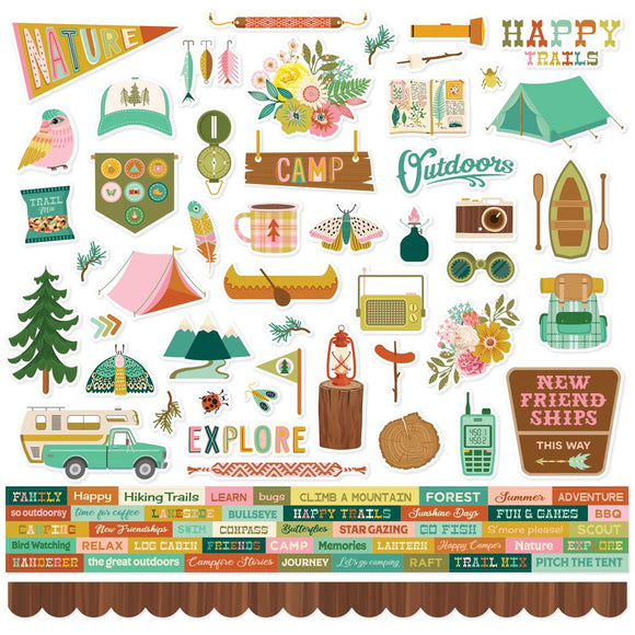 Simple Stories - Trail Mix - 12x12 Cardstock Sticker Sheet