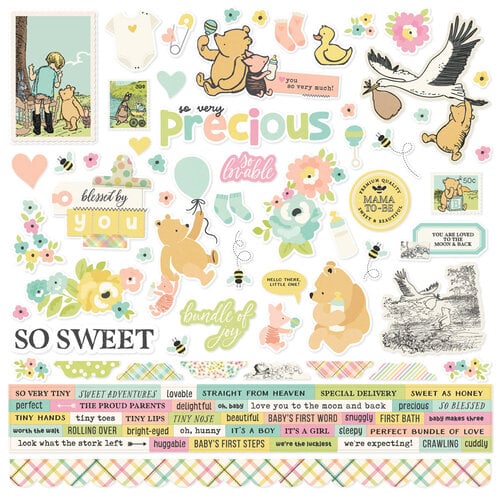 Simple Stories - Say Cheese Classic Pooh Baby - 12x12 Cardstock Sticker Sheet