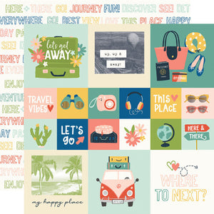 Simple Stories - Pack Your Bags - 12x12 Cardstock - 2x2/4x4 Elements