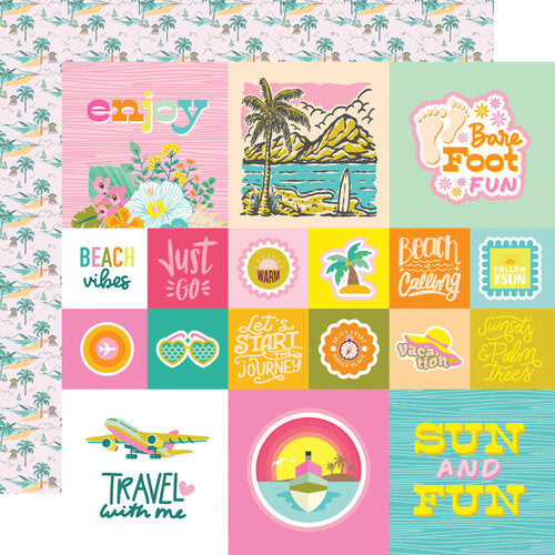 Simple Stories - Just Beachy - 12x12 Cardstock - 2x2/4x4 Elements