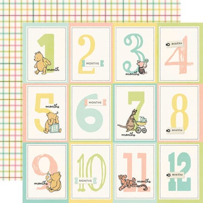 Simple Stories - Say Cheese Classic Pooh Baby - 3x4 Month Elements 12x12 Cardstock