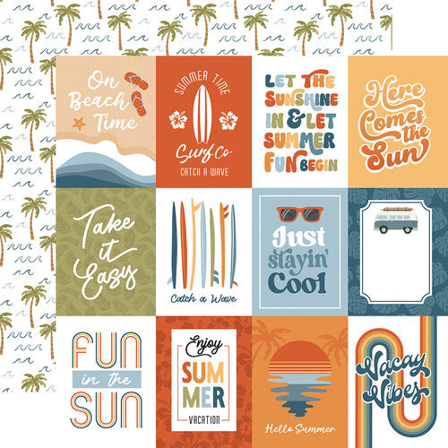 Echo Park -  Summer Vibes 12x12 Cardstock - 3x4 Journaling Cards
