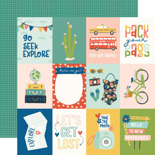 Simple Stories - Pack Your Bags - 12x12 Cardstock - 3x4 Elements