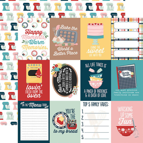 Echo Park - Mom's Kitchen - 3x4 Journaling Cards - 12x12 Cardstock