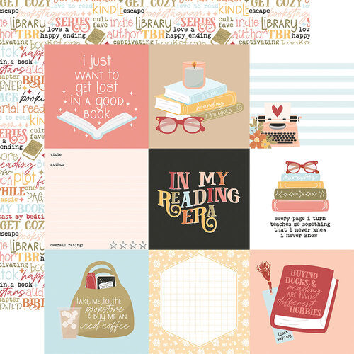 Echo Park - Bookish - 4x4 Journaling Cards 12x12 Cardstock