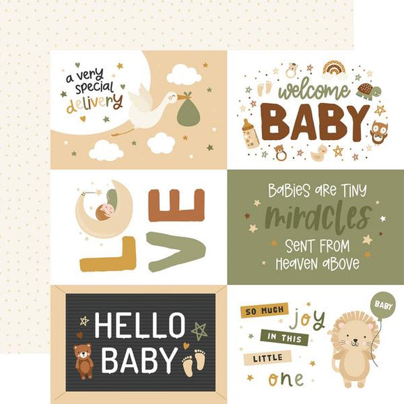 Echo Park -  Special Delivery Baby 12x12 Cardstock - 6x4 Journaling Cards