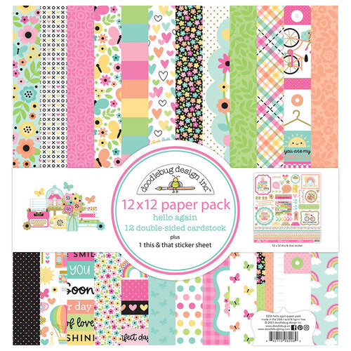 Doodlebug - Hello Again  - 12x12 Collection Paper Pack