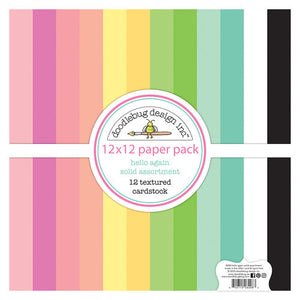 Doodlebug Design - Hello Again Textured Cardstock  - 12x12 Paper Pack
