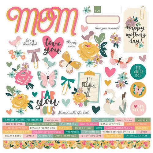 Simple Stories - Mother's Day - 12x12 Cardstock Sticker Sheet