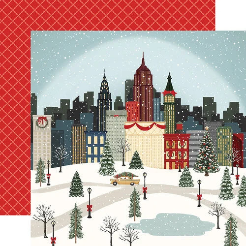 Carta Bella - Christmas in the City 12x12 Cardstock - Christmas City Scene