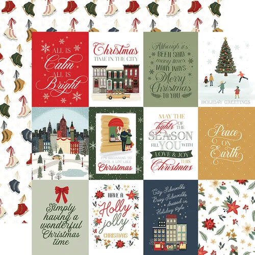 Carta Bella - Christmas in the City 12x12 Cardstock - 3x4 Journaling Cards