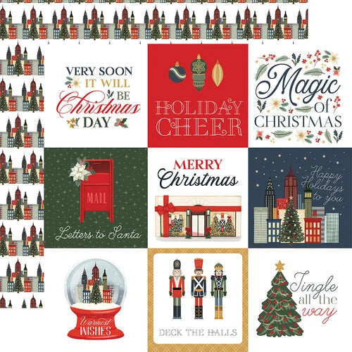 Carta Bella - Christmas in the City 12x12 Cardstock - 4x4 Journaling Cards