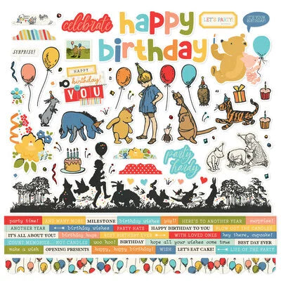 Simple Stories - Say Cheese Classic Pooh Birthday - 12x12 Cardstock Sticker Sheet