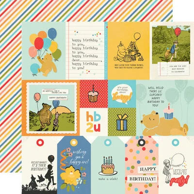 Simple Stories - Say Cheese Classic Pooh Birthday - Elements 1  12x12 Cardstock