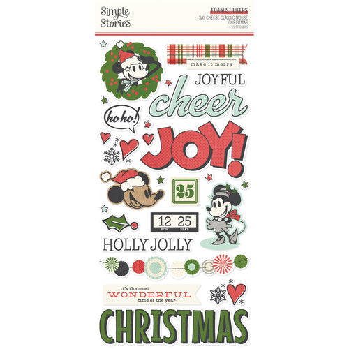 Simple Stories - Say Cheese Classic Mouse Christmas - Foam Stickers