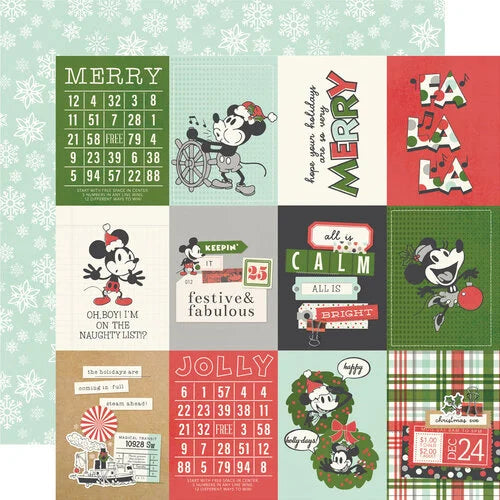 Simple Stories - Say Cheese Classic Mouse Christmas - 12x12 Cardstock -3x4 Elements