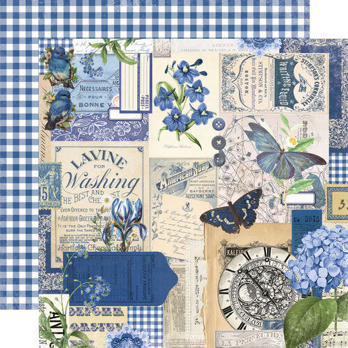 Simple Stories - Simple Vintage Essentials Color Palette - 12x12 Cardstock Blue Collage