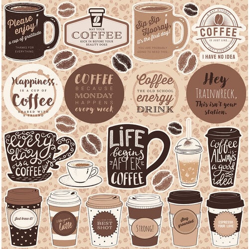 Reminisce - But First, Coffee - 12x12 Sticker Sheet