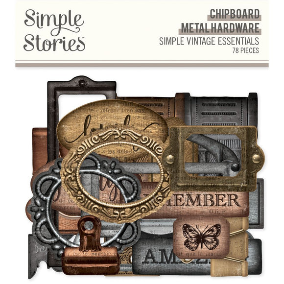 Simple Stories - Simple Vintage Essentials - Chipboard Metal Hardware