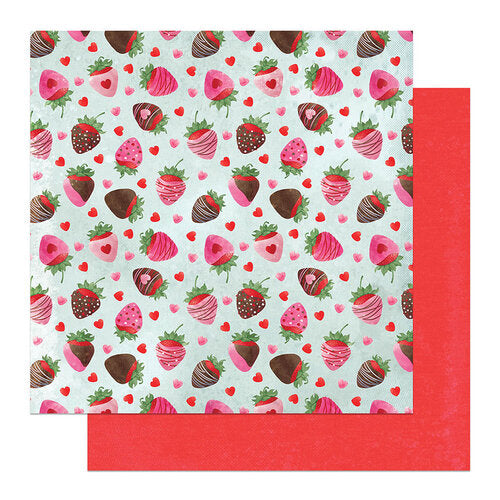 Photo Play - Smitten - Chocolate Strawberries - 12x12 Cardstock