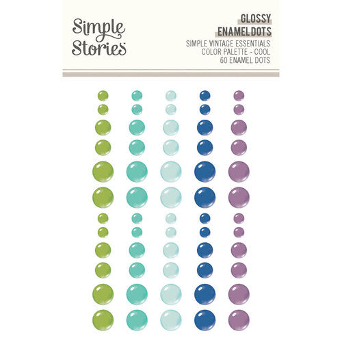 Simple Stories - Simple Vintage Essential Color Palette- Glossy Enamel Dots Cool