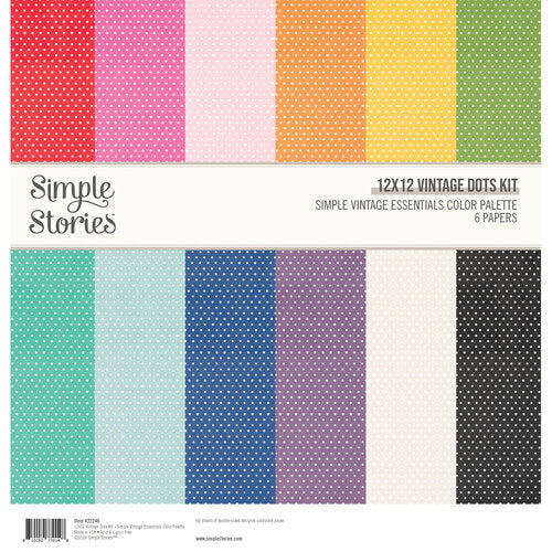 Simple Stories - Simple Vintage Essential Color Palette   - 12x12 Vintage Dots Kit