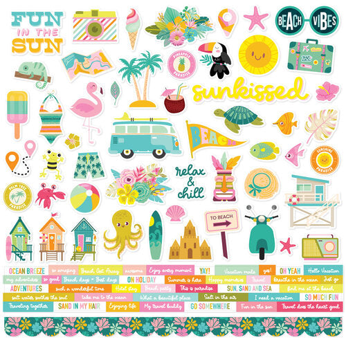 Simple Stories - Just Beachy - 12x12 Cardstock Sticker Sheet