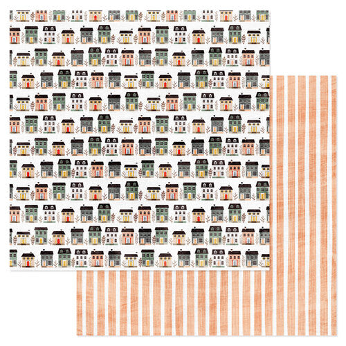 American Crafts - Fall 12x12 Cardstock - Houses