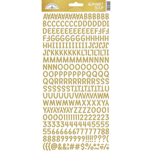 Doodlebug Design Alphabet Soup Puffy Sticker - Gold