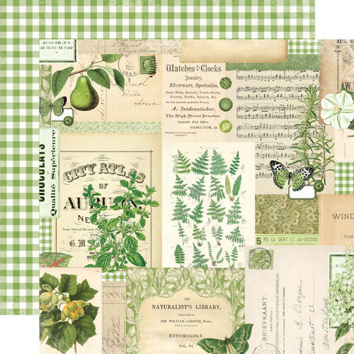 Simple Stories - Simple Vintage Essentials Color Palette - 12x12 Cardstock Green Collage
