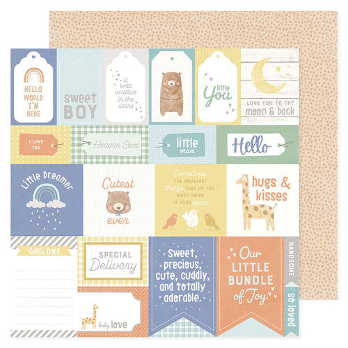 American Crafts - Hello Little Boy 12x12 Cardstock - Little Bundle Cut Outs