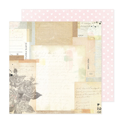 American Crafts - A Perfect Match 12x12 Cardstock - Love Letters
