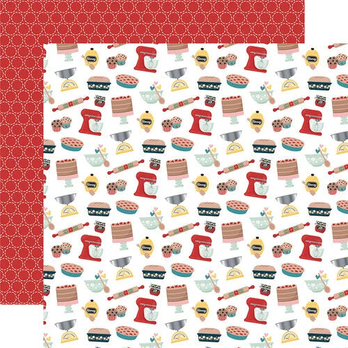 Echo Park - Mom's Kitchen - Mom's Baking Essentials 12x12 Cardstock