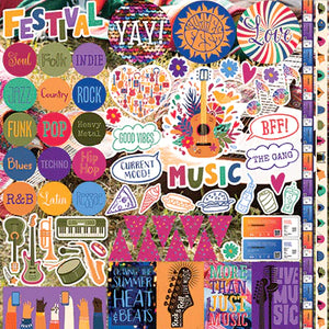 Reminisce - Music Festival - 12x12 Sticker Sheet