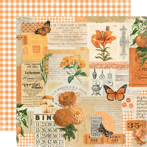 Simple Stories - Simple Vintage Essentials Color Palette - 12x12 Cardstock Orange Collage