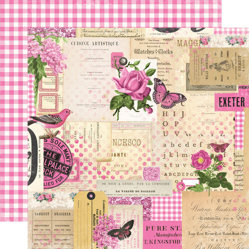 Simple Stories - Simple Vintage Essentials Color Palette - 12x12 Cardstock Pink Collage