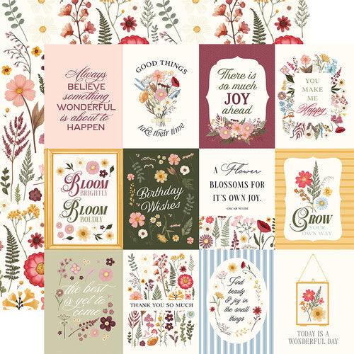 Carta Bella - Pressed Floral  12x12 Cardstock - 3x4 Journaling Cards