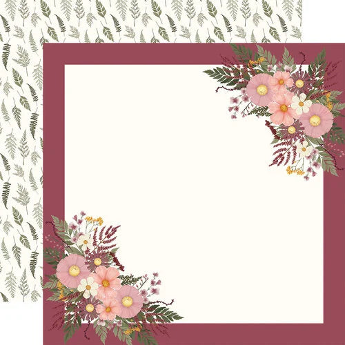 Carta Bella - Pressed Floral  12x12 Cardstock - Full of Magic Floral Frame