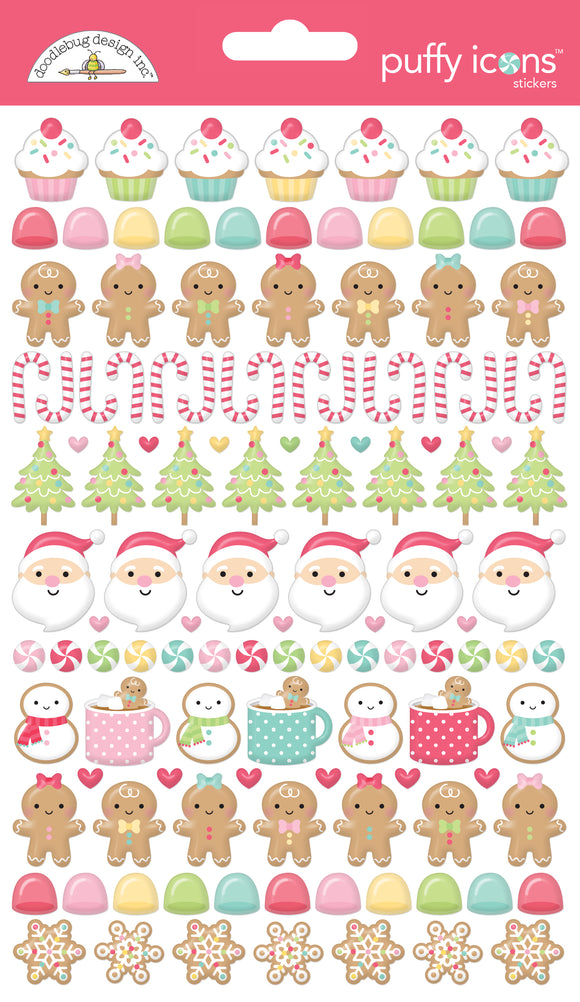Doodlebug Design - Gingerbread Kisses - Puffy Icon Sticker