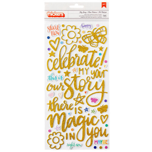 American Crafts - Shimelle - Main Character Energy - Main Story - Gold Glitter Phrases Thickers