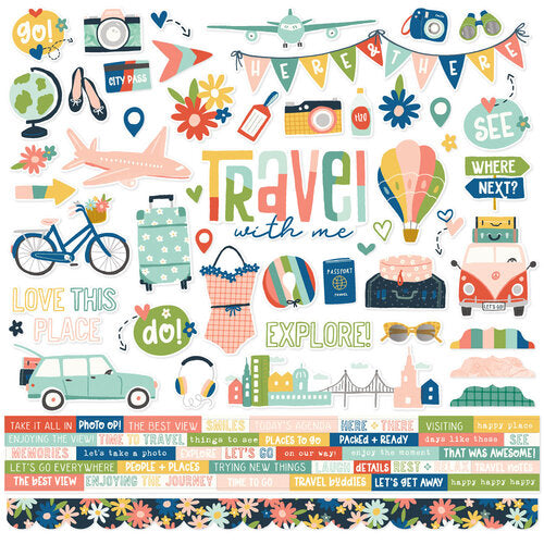 Simple Stories - Pack Your Bags - 12x12 Cardstock Sticker Sheet