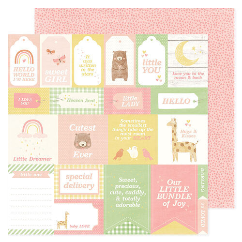 American Crafts - Hello Little Girl 12x12 Cardstock - Tags