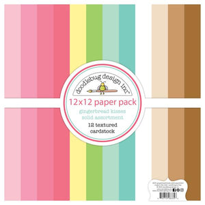 Doodlebug Design - Gingerbread Kisses Textured Cardstock  - 12x12 Paper Pack