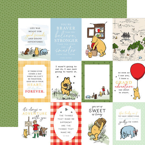 Echo Park - Winnie the Pooh 12x12 Cardstock - 3x4 Journaling Cards