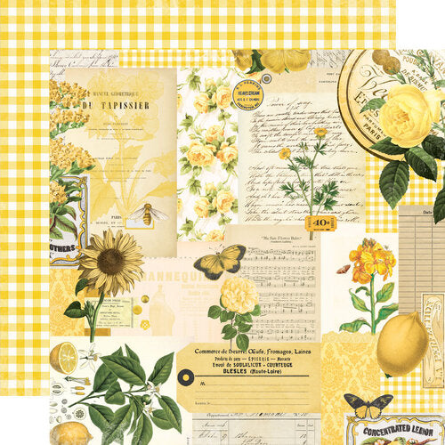 Simple Stories - Simple Vintage Essentials Color Palette - 12x12 Cardstock Yellow Collage