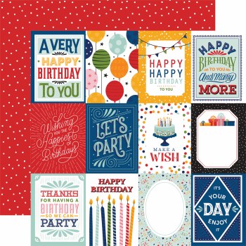 Echo Park Birthday Salutations - 3X4 Journaling Cards 12x12 Cardstock