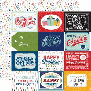 Echo Park Birthday Salutations - 4X3 Journaling Cards 12x12 Cardstock