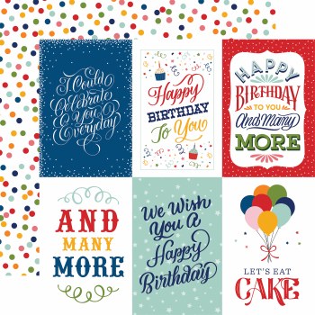 Echo Park Birthday Salutations - 4X6 Journaling Cards 12x12 Cardstock
